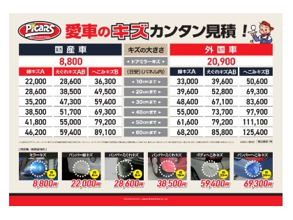 お車キズ・ヘコミ直しもカンタン見積!!