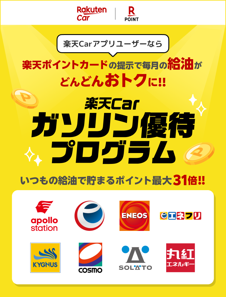 抽選キャンペーンに当選すると給油でもらえる楽天ポイントが+20倍 