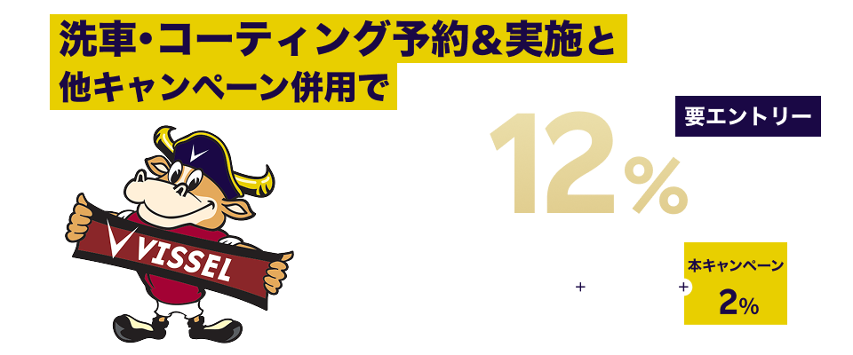 【ヴィッセル神戸 応援ありがとうキャンペーン】手洗い洗車・コーティング予約＆実施で最大12%ポイントキャンペーン！12月中の手洗い洗車・コーティング実施まで対象【楽天Car洗車・コーティング】