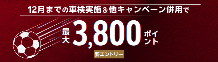 【ヴィッセル神戸応援感謝キャンペーン】車検予約・実施で最大3,800ポイントキャンペーン！12月中の車検実施まで対象【楽天Car車検】