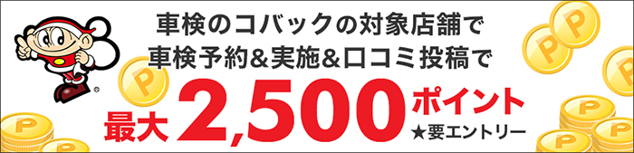 車検して2,500ポイントもらえる！キャンペーン