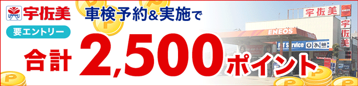 車検実施して合計2,500ポイントもらえる！キャンペーン