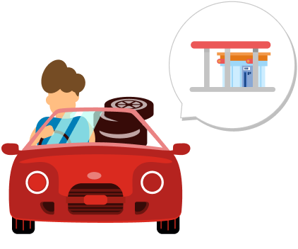 タイヤ交換に向かう様子