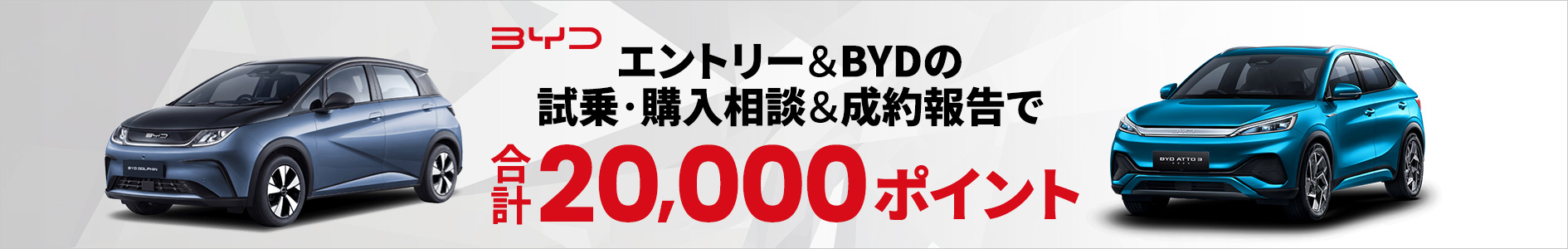 BYD 試乗・購入相談&成約報告で合計20,000ポイント